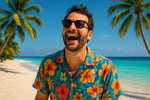 lachende man op vakantie